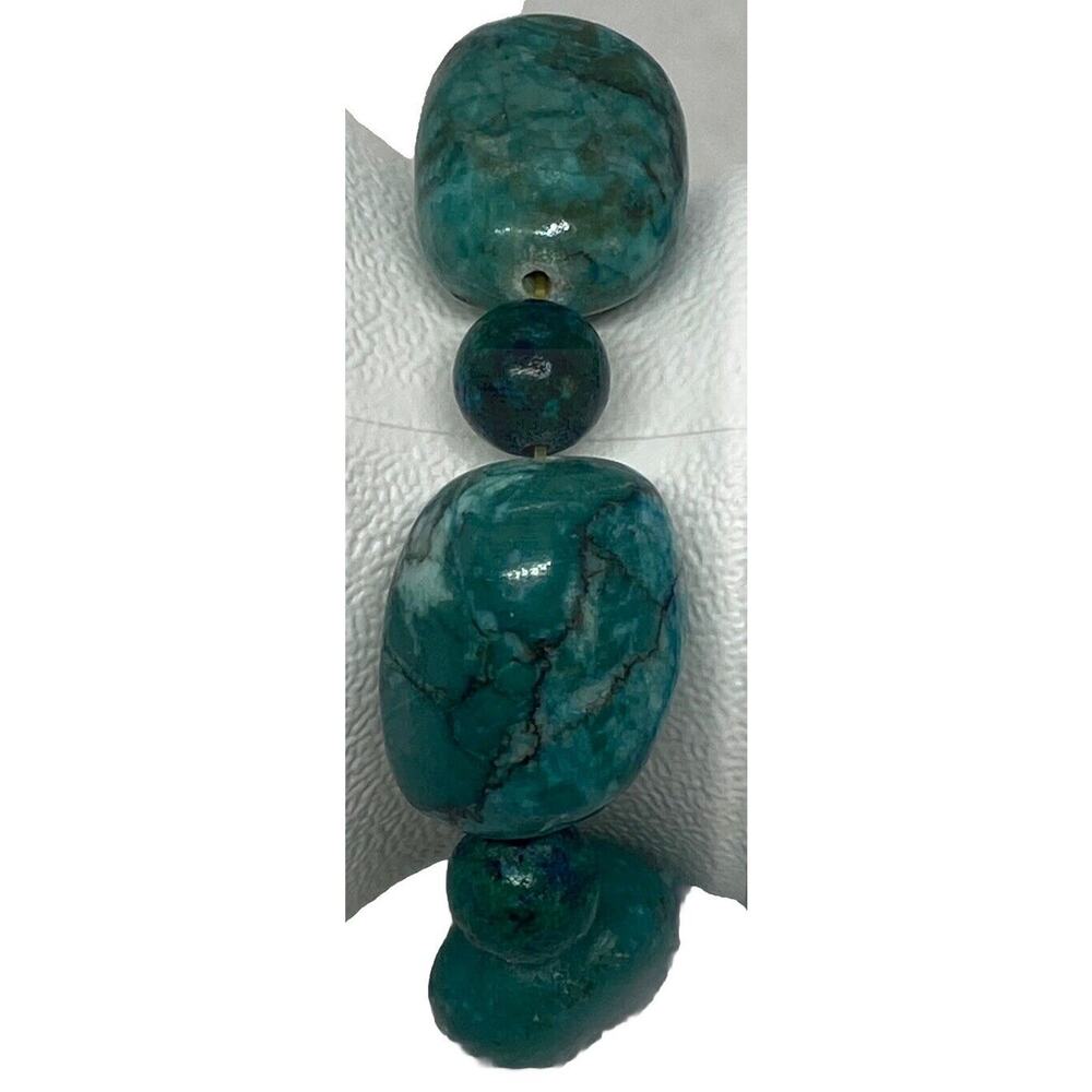 Emerald Green Agate 8” Fashion Stretch Bracelet Handcrafted Tumbled Stones Beads - Picture 10 of 13